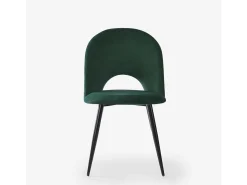 Silla moderna de terciopelo y acolchada para salón-comedor y cocina Zarda - Verde oscuro