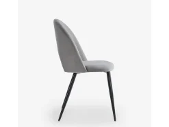 Silla moderna de terciopelo y acolchada para salón-comedor y cocina Zarda - Gris