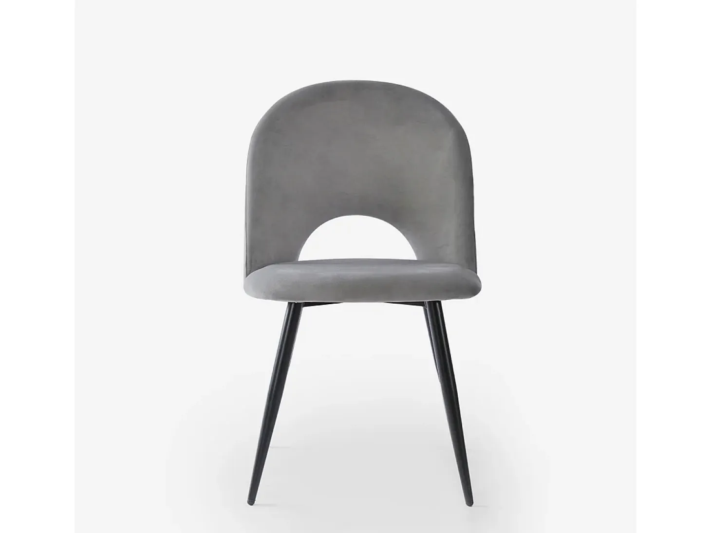 Silla moderna de terciopelo y acolchada para salón-comedor y cocina Zarda - Gris