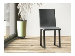 Silla moderna Tiroz de piel sintética y patas de metal antracita-Color Gris antracita