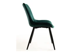 Silla Nalia de terciopelo verde y acero negro - Juego de 2