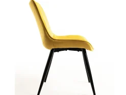 Silla Nalia de terciopelo amarillo y acero negro - Juego de 2