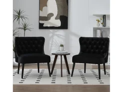 Silla negra - Silla con acabado remachado y patas de madera maciza - terciopelo