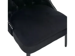 Silla negra - Silla con acabado remachado y patas de madera maciza - terciopelo