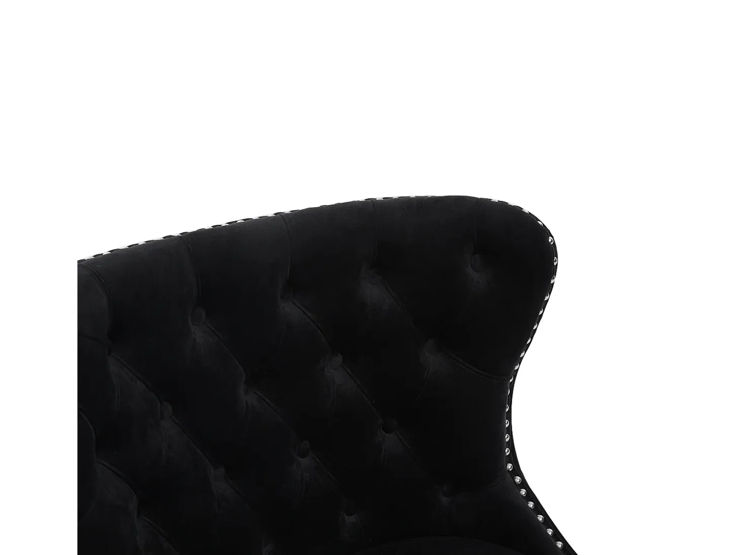 Silla negra - Silla con acabado remachado y patas de madera maciza - terciopelo