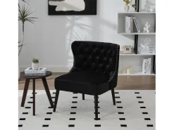 Silla negra - Silla con acabado remachado y patas de madera maciza - terciopelo