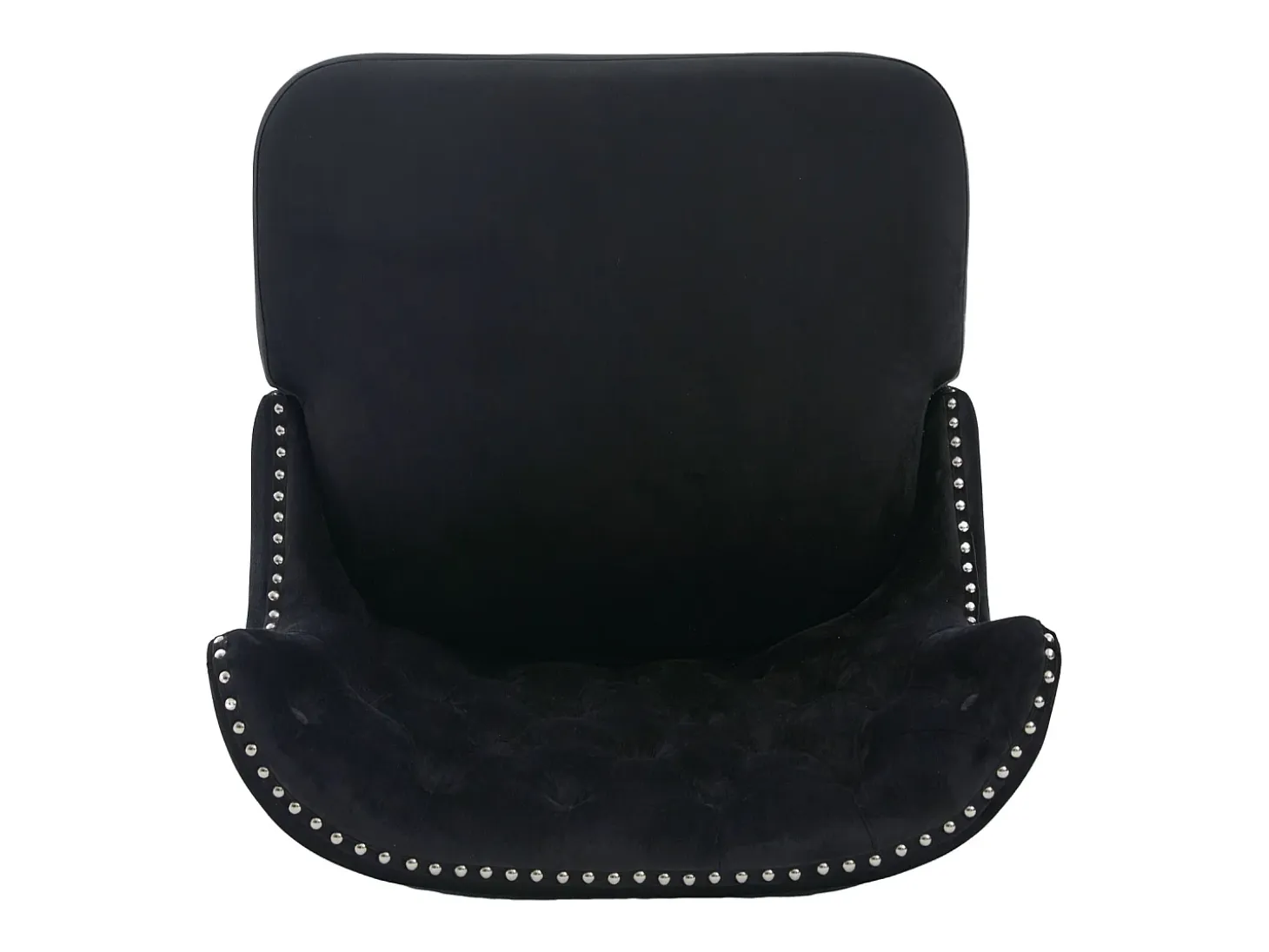 Silla negra - Silla con acabado remachado y patas de madera maciza - terciopelo