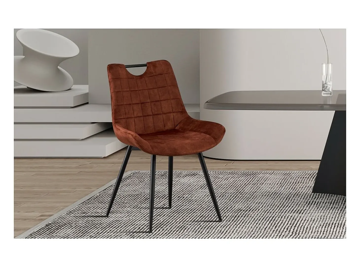 Silla NINO – Terciopelo Óxido – H84 × L56 × P62.5 cm – Estilo diseño