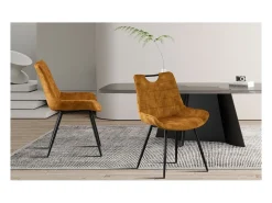 Silla 'NINO' Terciopelo Dorado, dimensiones H84 x L56 x P62.5, ideal para tu cocina o comedor.