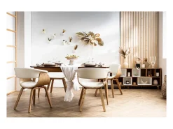 Silla nórdica blanco y madera clara OKTAV