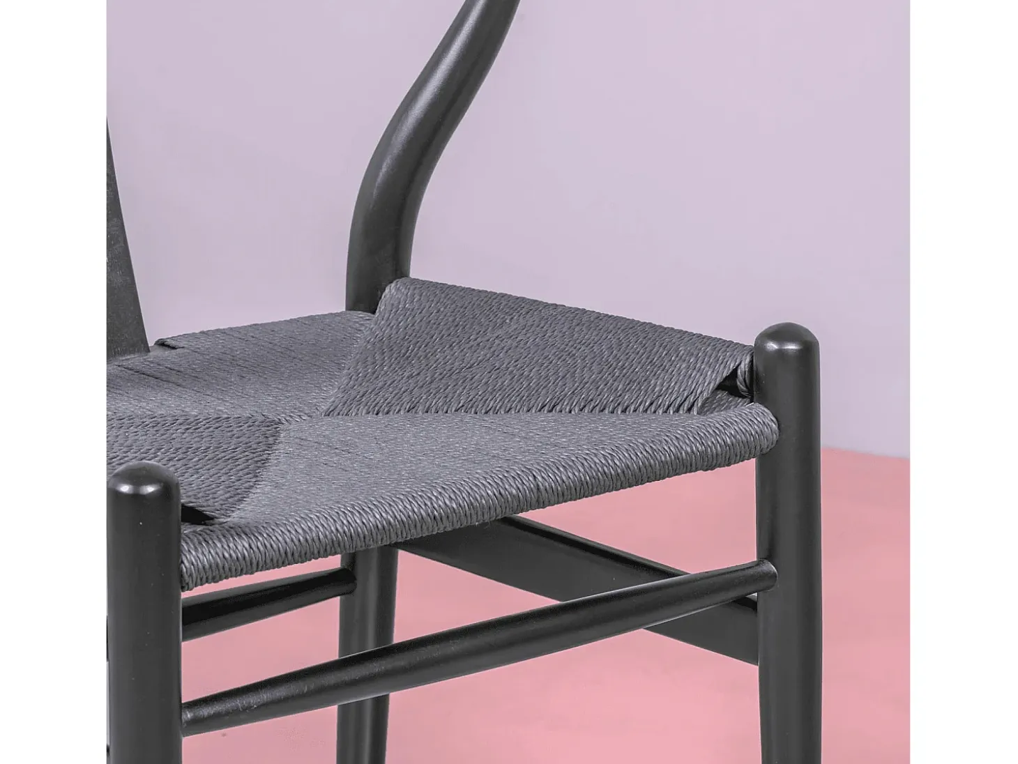 Silla nórdica en madera de haya natural y cuerda ecológica - Wish - Negro