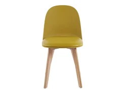 Silla nórdica natural y amarilla con cojín de asiento en símil piel Dekan
