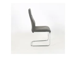 Silla OLIVIER de diseño en metal y tela color gris - Lote de 4