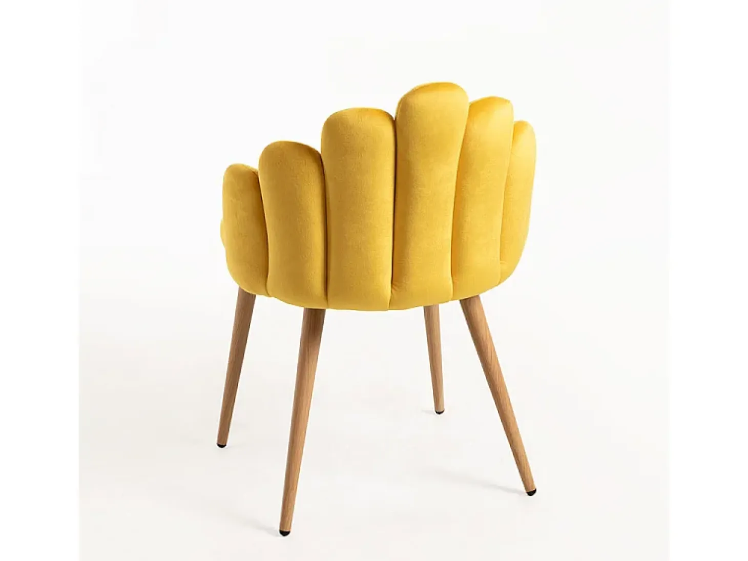 Silla original Achille de terciopelo amarillo con patas de metal natural - Lote de 2