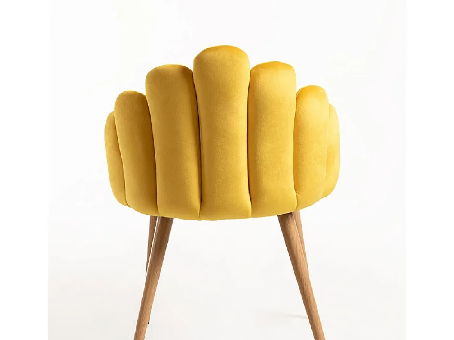 Silla original Achille de terciopelo amarillo con patas de metal natural - Lote de 2