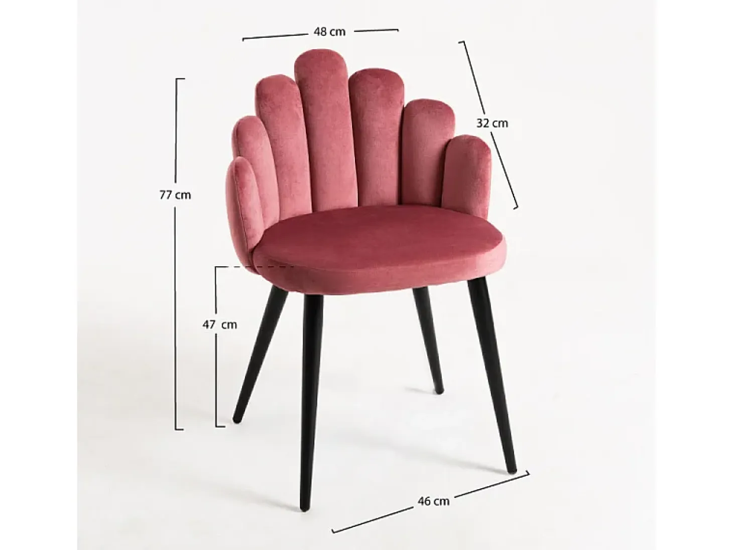 Silla original Achille de terciopelo rosa oscuro con patas de metal negro - Lote de 2