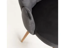 Silla Original Achille de terciopelo gris oscuro con patas de metal natural - Lote de 2