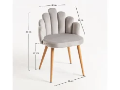 Silla original Achille de terciopelo gris claro con patas de metal natural - Lote de 2