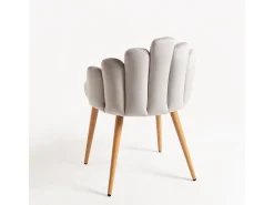 Silla original Achille de terciopelo gris claro con patas de metal natural - Lote de 2