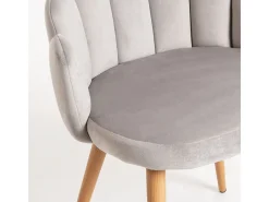 Silla original Achille de terciopelo gris claro con patas de metal natural - Lote de 2