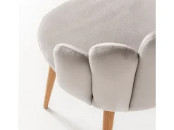 Silla original Achille de terciopelo gris claro con patas de metal natural - Lote de 2