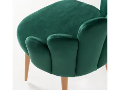 Silla original Achille de terciopelo verde con patas de metal natural - Lote de 2