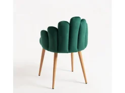 Silla original Achille de terciopelo verde con patas de metal natural - Lote de 2