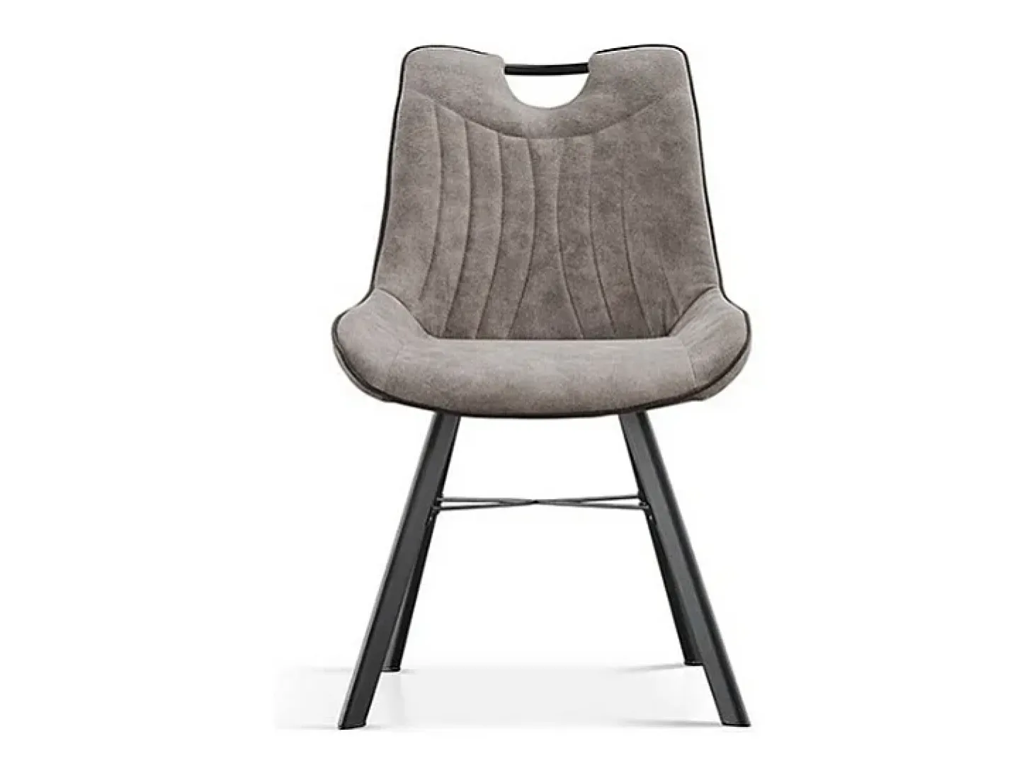 Silla PAOLA – Microfibra de PU gris claro – Patas de metal negro – Estilo contemporáneo