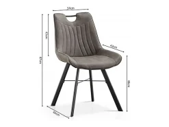Silla PAOLA – Microfibra PU gris oscuro – Patas de metal negro – Estilo contemporáneo
