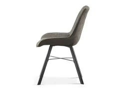 Silla PAOLA – Microfibra PU gris oscuro – Patas de metal negro – Estilo contemporáneo
