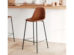 Silla para isla central en cuero sintético camel 65 cm - Henrik