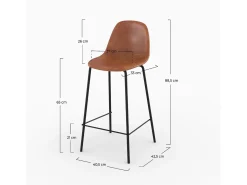 Silla para isla central en cuero sintético camel 65 cm - Henrik