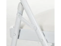 Silla plegable con respaldo acolchado, estructura de metal, piel sintética, color blanco (45x46x78 cm)