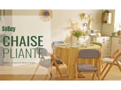 Silla Plegable de Madera con Asiento y Respaldo Tapizado Sillón para Cocina Oficina Blanco 47 x 60 x 77 cm FST92-W SoBuy ES