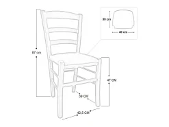 Silla rústica de madera de cerezo con asiento de piel sintética roja