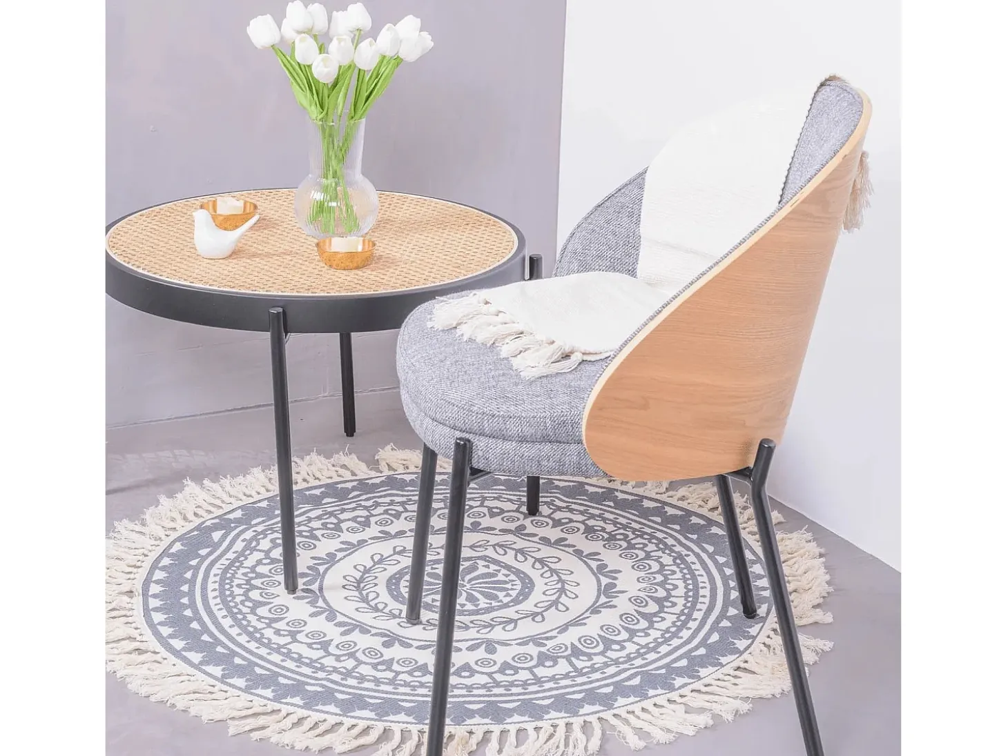Silla rústica en madera de fresno natural - Earth - Gris
