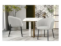 Silla SEVILLA – Tela beige – Patas de metal – Altura 79 cm – Estilo contemporáneo