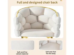 Silla, Sillas de maquillaje, Silla de comedor - Terciopelo y metal - Beige - BLITZ