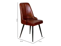 Silla tapizada en piel marron