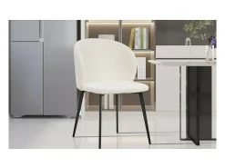 Silla TOLO Tela Bouclé Blanca, dimensiones H80 x L51 x P55, ideal para tu cocina o comedor.