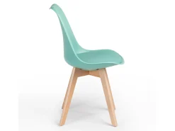 Silla Tula de estilo nórdico - Asiento de piel sintética y patas de madera clara-Color Verde esmeralda