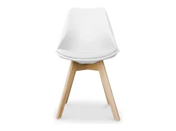 Silla Tula de estilo nórdico - Asiento de piel sintética y patas de madera clara-Color Amarillo