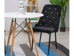 Silla Valora AMORE de terciopelo negro con patas de metal x1