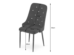 Silla Valora AMORE de terciopelo negro con patas de metal x1