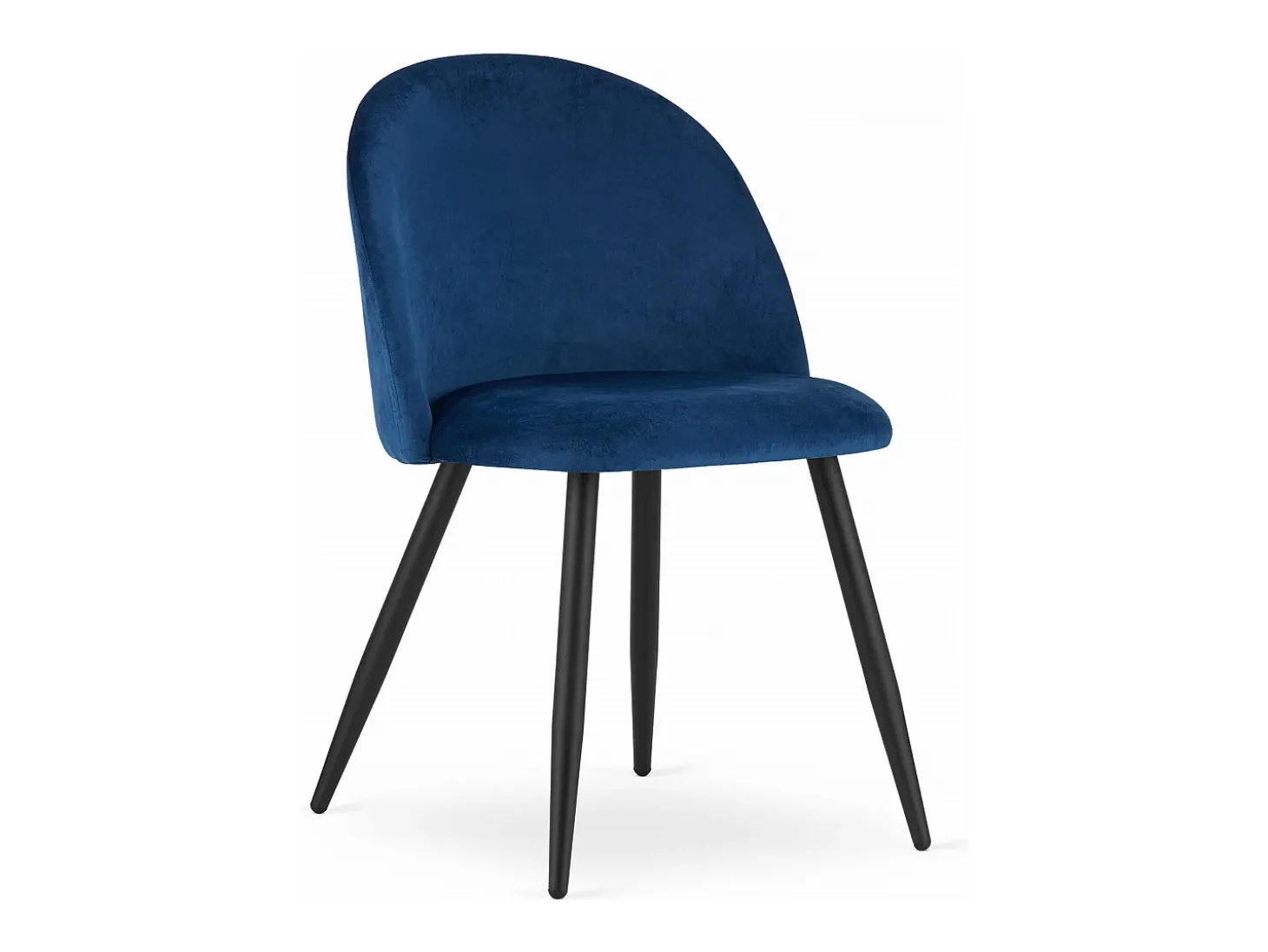 Silla Valora BELLO, terciopelo azul marino, patas negras, juego de 3