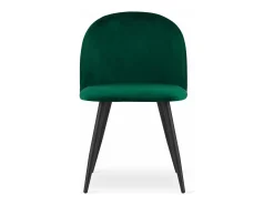 Silla Valora BELLO, terciopelo verde, patas negras, juego de 3