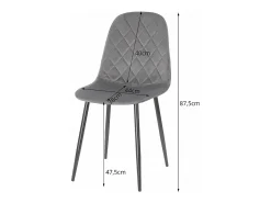 Silla Valora DAPI de terciopelo negro con patas de metal x1