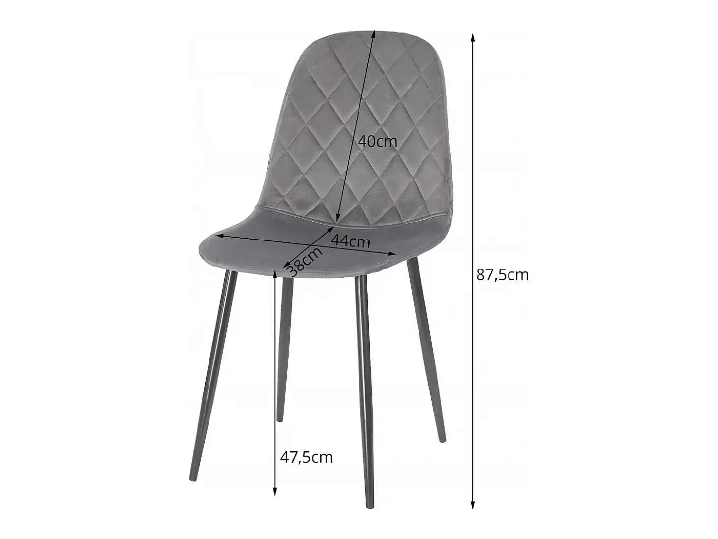 Silla Valora DAPI de terciopelo negro con patas de metal x1