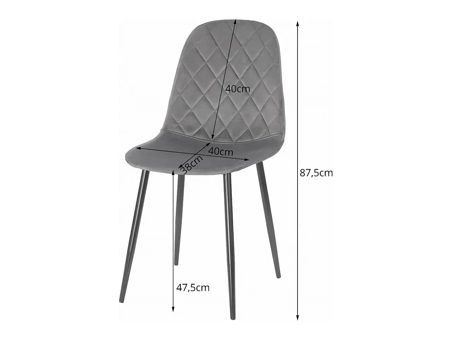 Silla Valora DAPI, terciopelo gris oscuro, diseño moderno (x2)