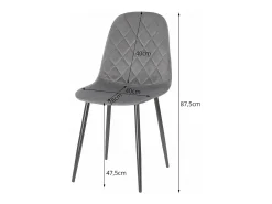 Silla Valora DAPI, terciopelo gris oscuro, diseño moderno (x3)